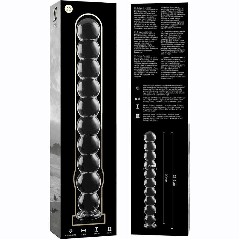 NEBULA SERIES BY IBIZA - MODELL 22 DILDO BOROSILIKATGLAS KLAR 21.5 CM -O- 2.5 CM - Vanelion Paradise