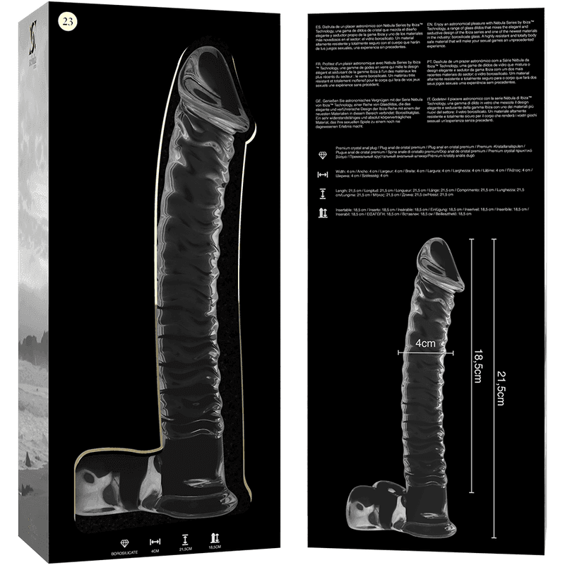 NEBULA SERIES BY IBIZA - MODELL 23 DILDO BOROSILIKATGLAS KLAR 21.5 CM -O- 4 CM - Vanelion Paradise