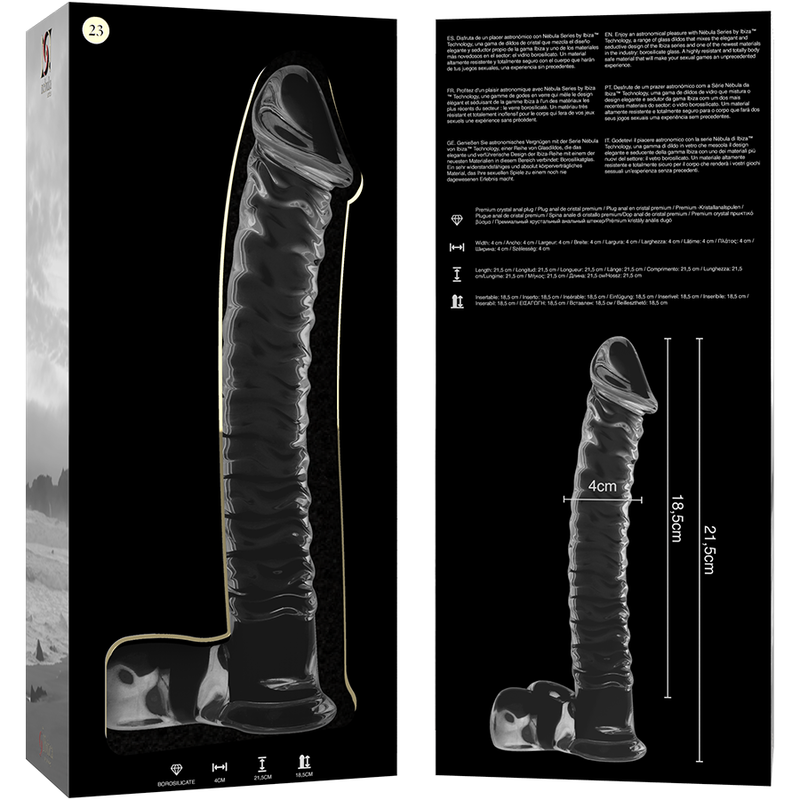 NEBULA SERIES BY IBIZA - MODELL 23 DILDO BOROSILIKATGLAS KLAR 21.5 CM -O- 4 CM