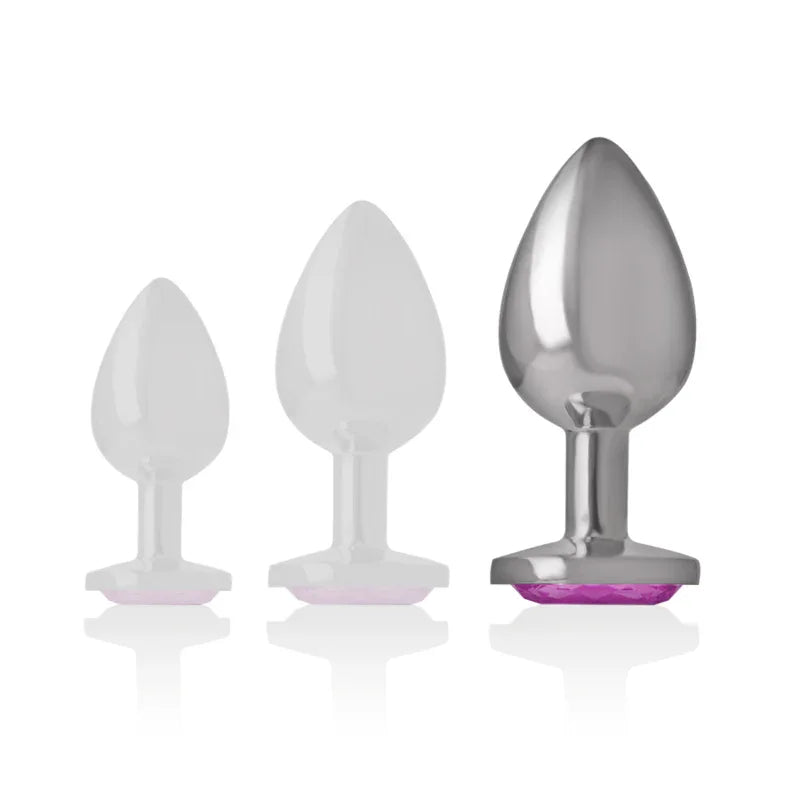 INTENSE - ANALPLUG AUS ALUMINIUMMETALL MIT ROSA KRISTALL, GRÖSSE L - Vanelion Paradise
