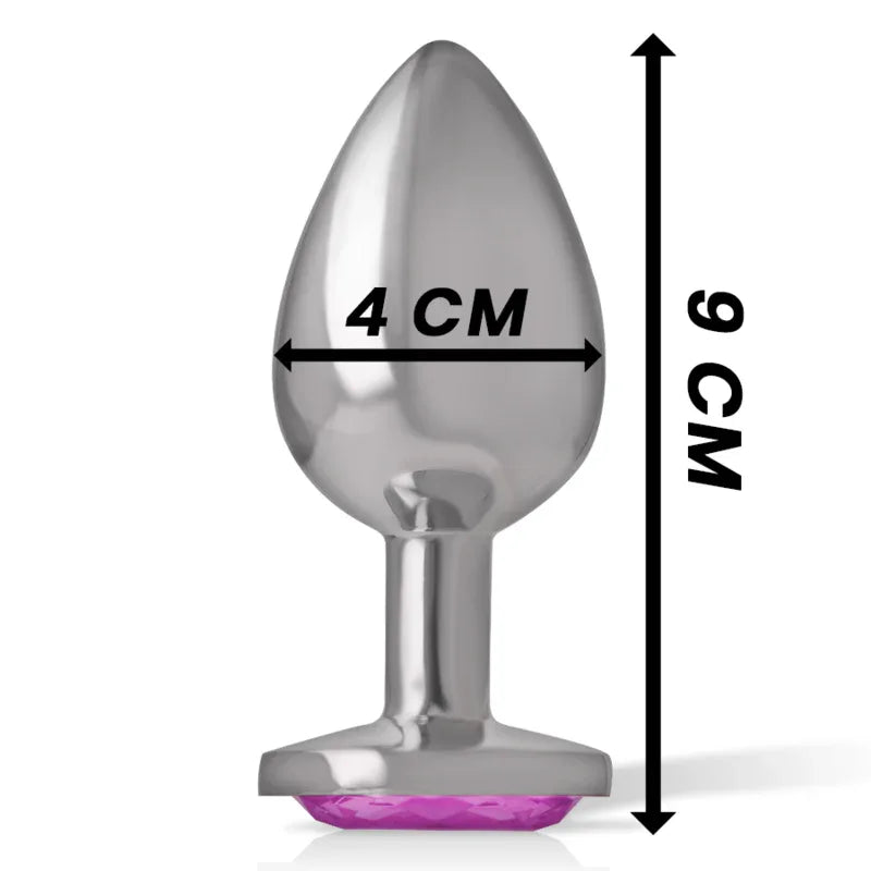 INTENSE - ANALPLUG AUS ALUMINIUMMETALL MIT ROSA KRISTALL, GRÖSSE L - Vanelion Paradise