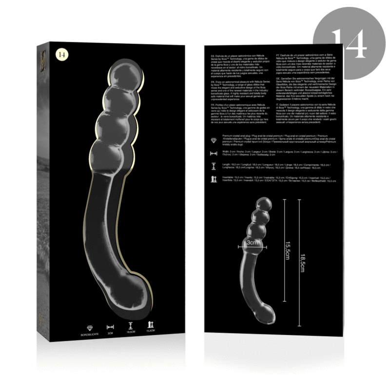 NEBULA SERIES BY IBIZA - MODELL 14 DILDO BOROSILIKATGLAS KLAR 18.5 CM -O- 3 CM - Vanelion Paradise