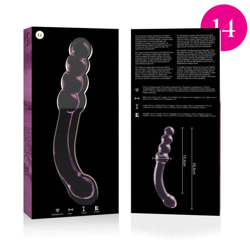 NEBULA SERIES BY IBIZA - MODELL 14 DILDO BOROSILIKATGLAS KLAR 18.5 CM -O- 3 CM - Vanelion Paradise