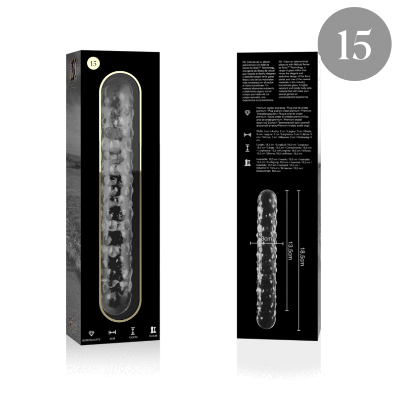NEBULA SERIES BY IBIZA - MODELL 15 DILDO BOROSILIKATGLAS KLAR 18.5 CM - 3 CM - Vanelion Paradise