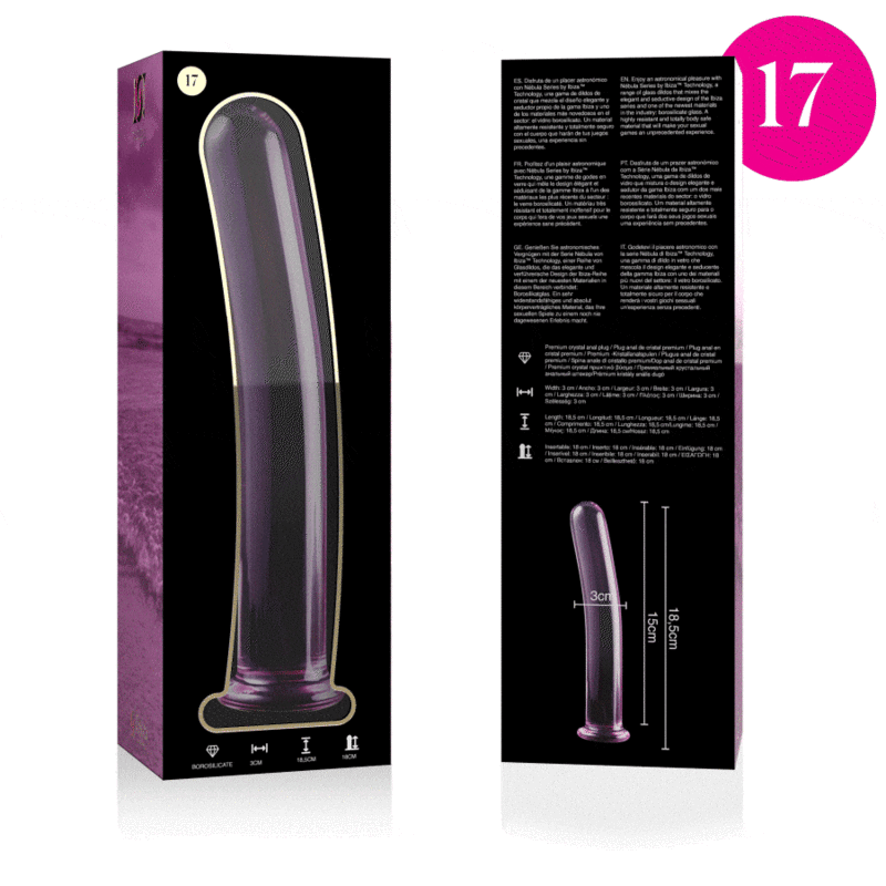 NEBULA SERIES BY IBIZA - MODELL 17 DILDO BOROSILIKATGLAS KLAR 18.5 CM -O- 3 CM - Vanelion Paradise