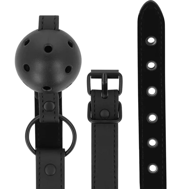 INTENSE FETISH Ballknebel aus veganem Leder – atmungsaktiv, verstellbar - Vanelion Paradise