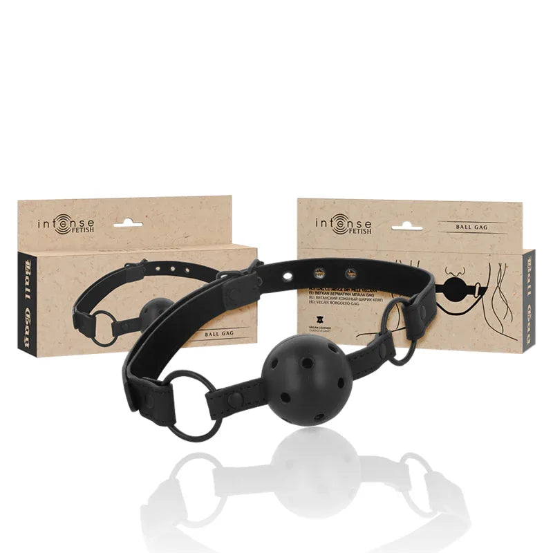 INTENSE FETISH Ballknebel aus veganem Leder – atmungsaktiv, verstellbar - Vanelion Paradise