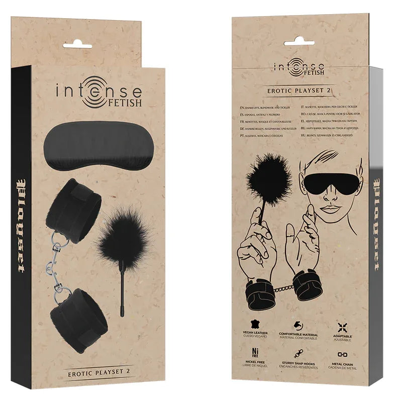 INTENSE - FETISH EROTIKSPIELSET 2 MIT HANDSCHELLEN, BLINDMASKE UND KITZEL - Vanelion Paradise