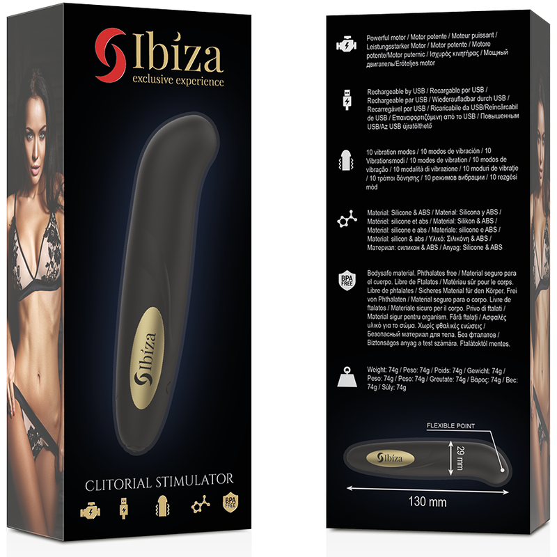 IBIZA - KLITERSTIMULATOR USB-LADEGERT 10 VIBRATIONSMODI GOLDEN 13 X 2,9