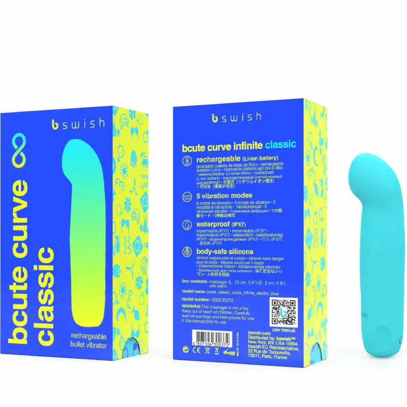 B SWISH - BCUTE CURVE INFINITE KLASSISCHER WIEDERAUFLADBARER VIBRATOR AUS BLAUEM SILIKON - Vanelion Paradise