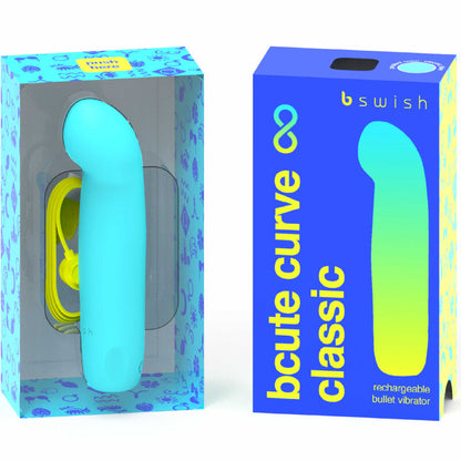 B SWISH - BCUTE CURVE INFINITE KLASSISCHER WIEDERAUFLADBARER VIBRATOR AUS BLAUEM SILIKON