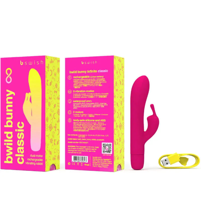 B SWISH - BWILD BUNNY INFINITE KLASSISCHER WIEDERAUFLADBARER VIBRATOR ROSA SILIKON - Vanelion Paradise