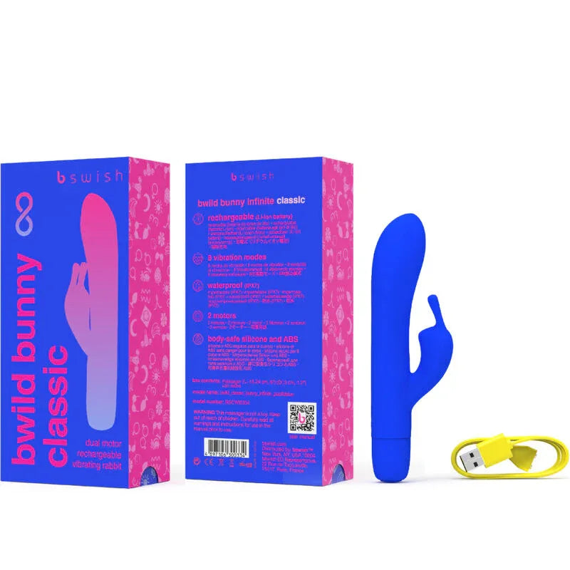 B SWISH - BWILD BUNNY INFINITE KLASSISCHER WIEDERAUFLADBARER VIBRATOR AUS BLAUEM SILIKON - Vanelion Paradise