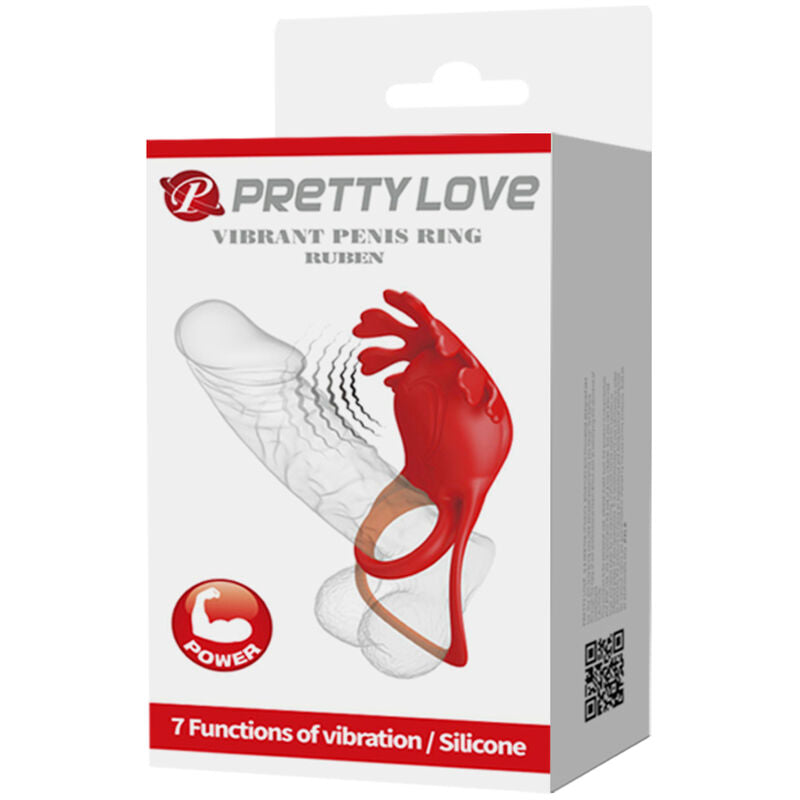 PRETTY LOVE - RUBEN VIBRATORRING 7 VIBRATIONEN SILIKON ROT