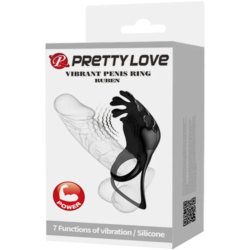 PRETTY LOVE - RUBEN VIBRATORRING 7 VIBRATIONEN SCHWARZES SILIKON - Vanelion Paradise