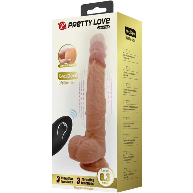 PRETTY LOVE - JONATHAN SILIKONDILDO 3 VIBRATIONEN + 3 EINFÜHRMASSNAHMEN FERNBEDIENUNG 21 CM - Vanelion Paradise