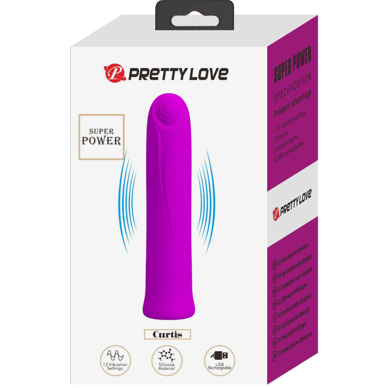 PRETTY LOVE - CURTIS MINI SUPER POWER VIBRATOR 12 LILA SILIKONVIBRATIONEN