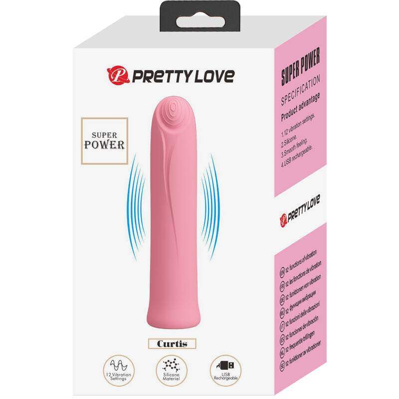 PRETTY LOVE - CURTIS MINI SUPER POWER VIBRATOR 12 ROSA SILIKONVIBRATIONEN - Vanelion Paradise