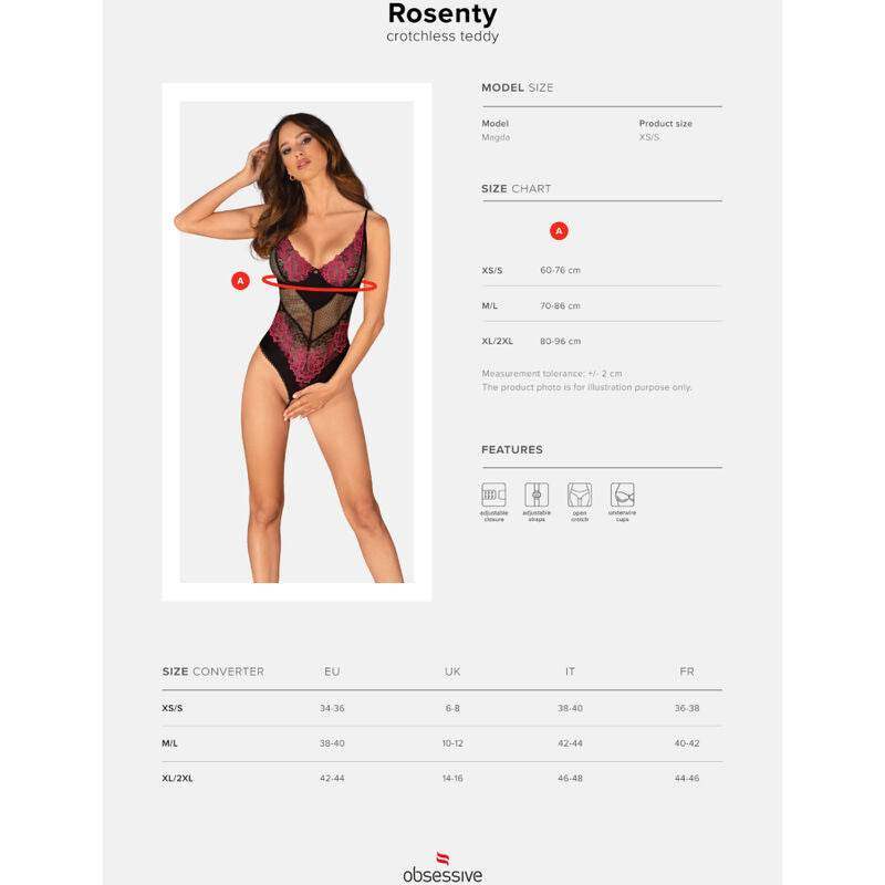 OBSESSIVE - ROSENTY CROTCHLESS TEDDY XS/S - Vanelion Paradise