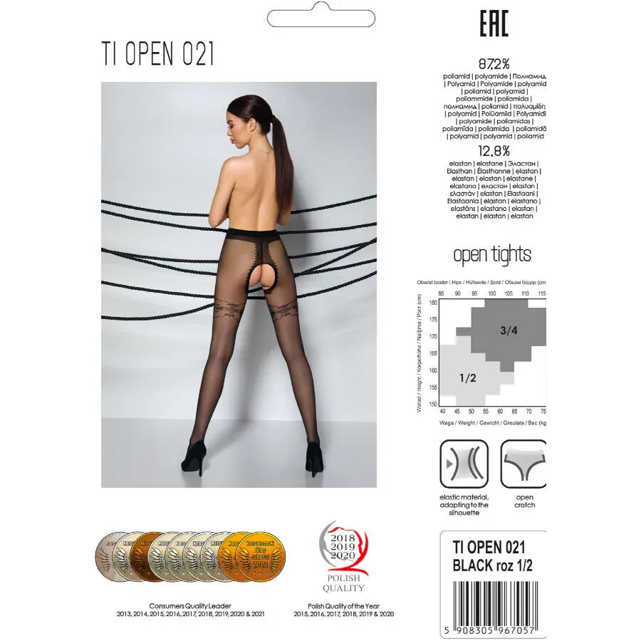 PASSION - TIOPEN 021 SCHWARZE STRUMPFHOSE 1/2 20 DEN - Vanelion Paradise