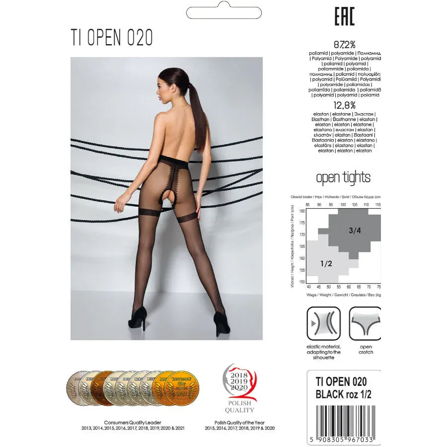 PASSION - TIOPEN 020 SCHWARZE STRUMPFHOSE 1/2 20 DEN - Vanelion Paradise