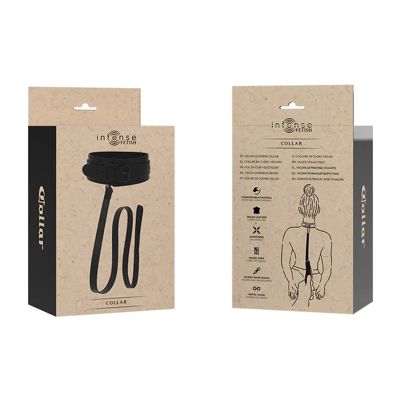 INTENSE Fetish – Veganes Lederhalsband, verstellbar & diskret - Vanelion Paradise