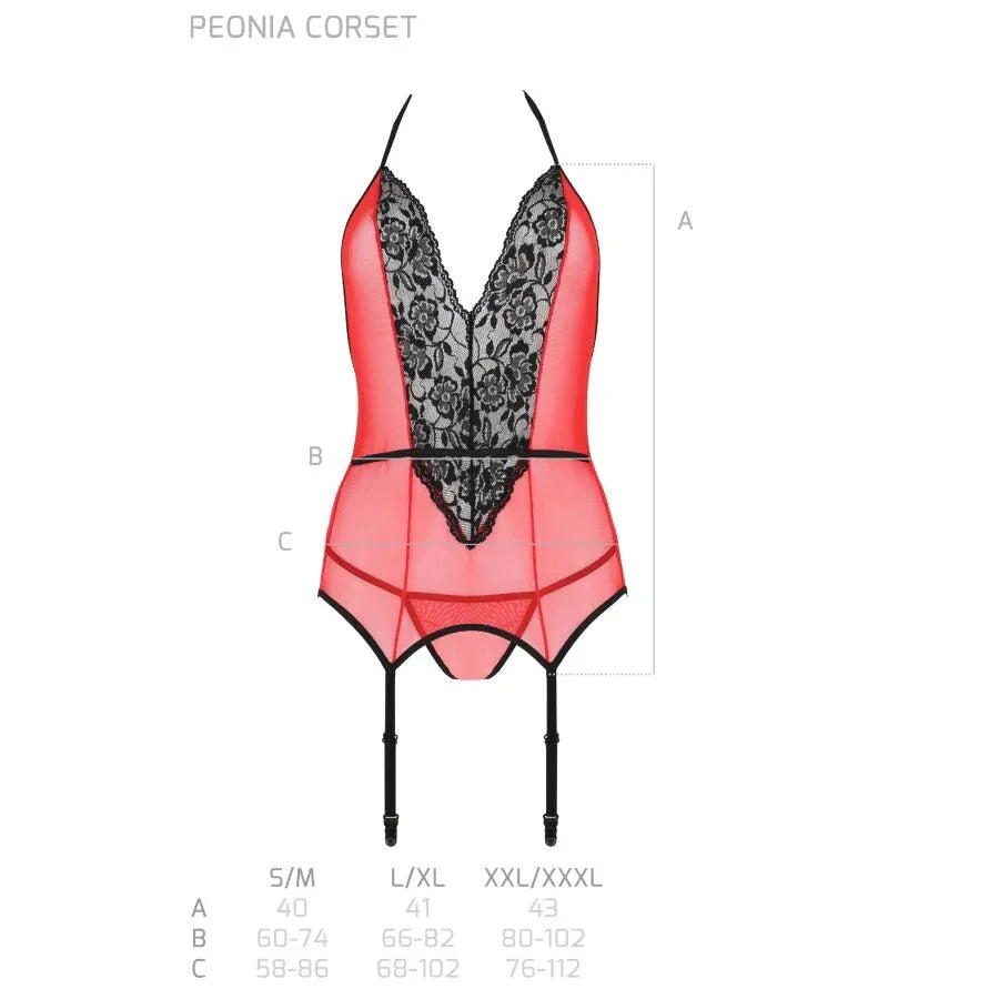 PASSION - PEONIA KORSETT EROTISCHE LINIE ROT S/M - Vanelion Paradise