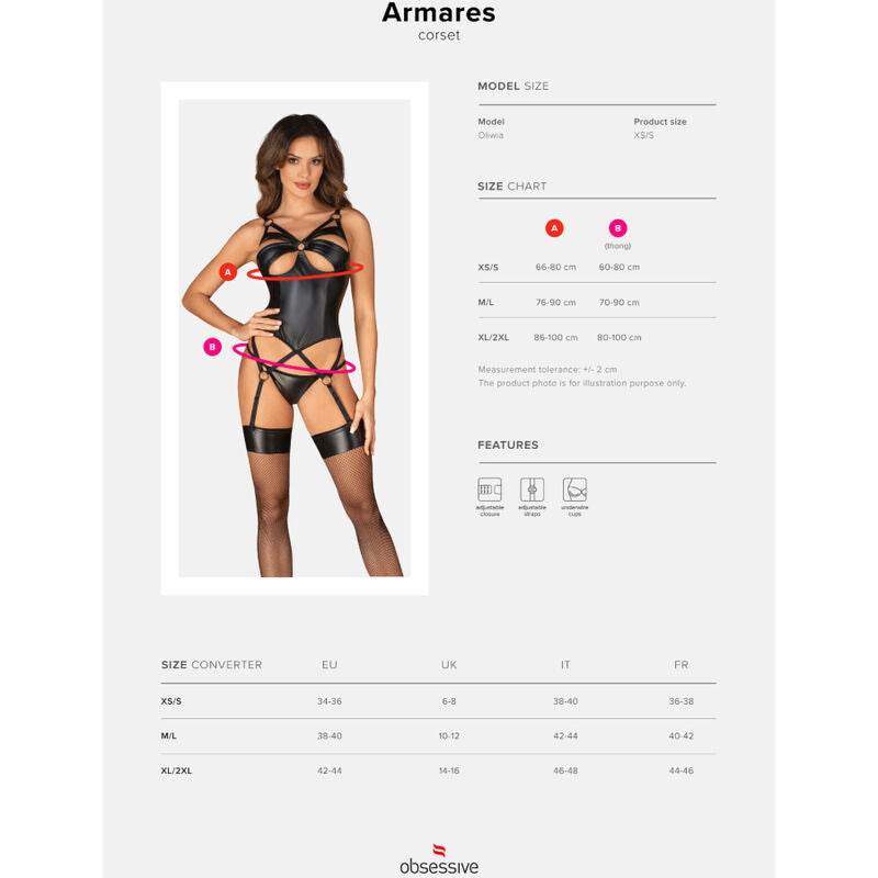 OBSESSIVE - ARMARES KORSETT & THONG M/L - Vanelion Paradise