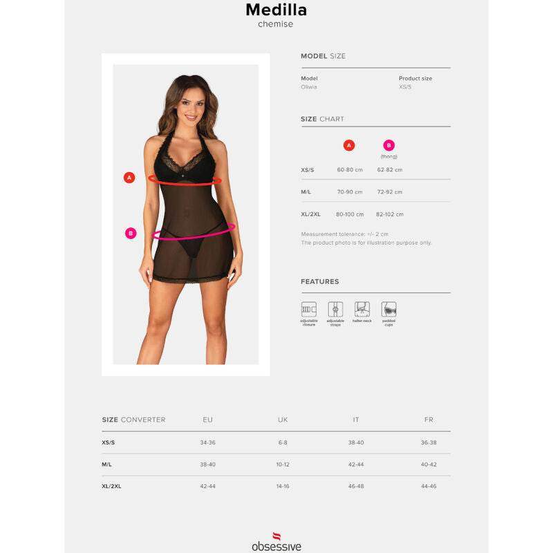 OBSESSIVE - MEDILLA CHEMISE & TANGA XS/S - Vanelion Paradise