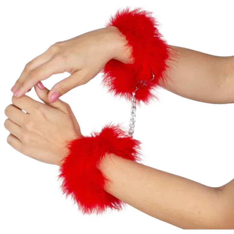 SECRETPLAY - ROTE MARABOU-HANDSCHELLEN - Vanelion Paradise
