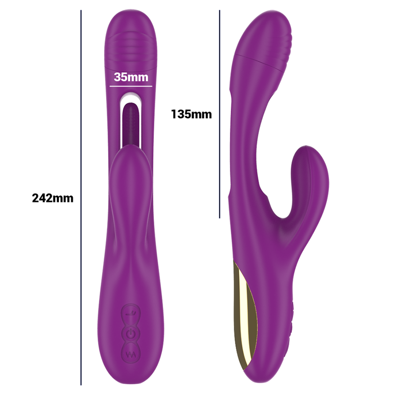 INTENSE - APOLO WIEDERAUFLADBARER MULTIFUNKTIONSVIBRATOR 7 VIBRATIONEN MIT LILA SCHWINGENDER ZUNGE