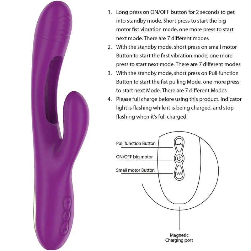 INTENSE - APOLO WIEDERAUFLADBARER MULTIFUNKTIONSVIBRATOR 7 VIBRATIONEN MIT LILA SCHWINGENDER ZUNGE - Vanelion Paradise