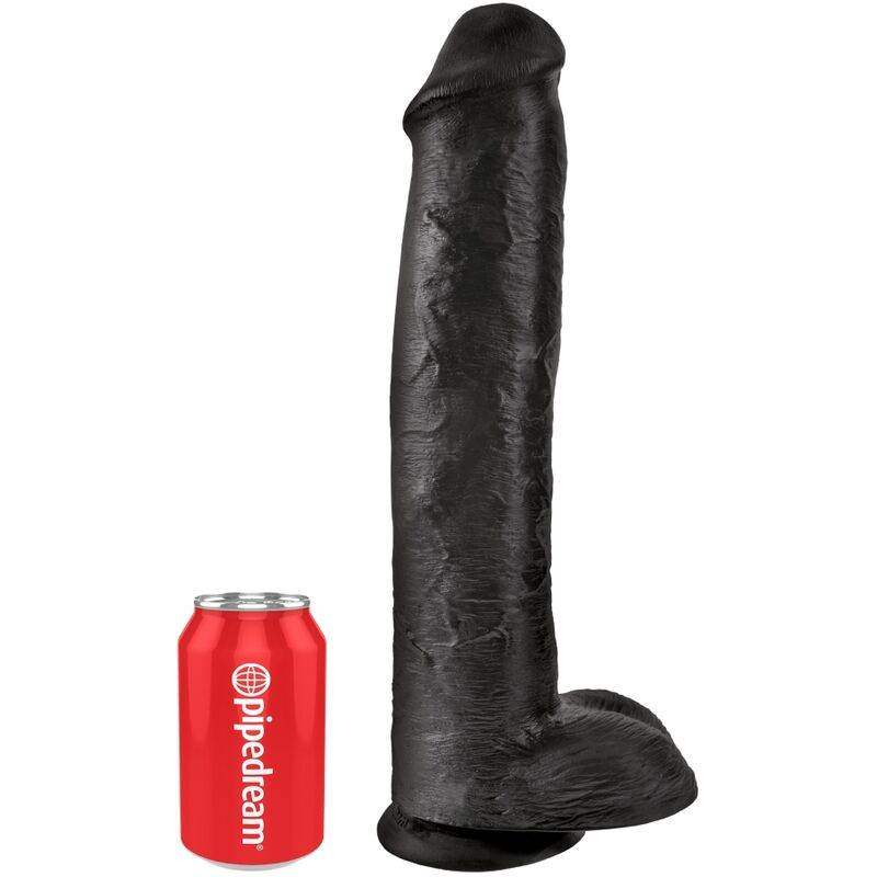 KING COCK - REALISTISCHER PENIS MIT EIER 34.2 CM SCHWARZ - Vanelion Paradise