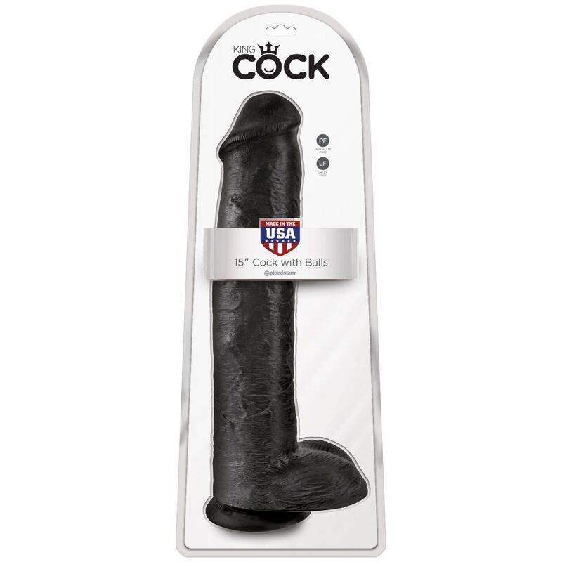 KING COCK - REALISTISCHER PENIS MIT EIER 34.2 CM SCHWARZ - Vanelion Paradise