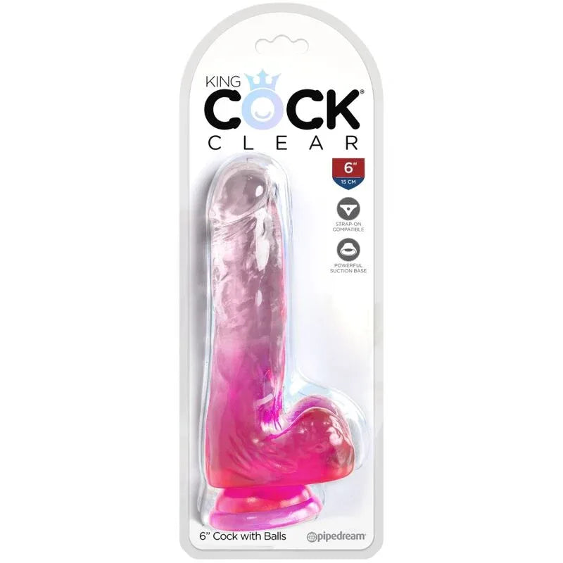 KING COCK - CLEAR REALISTISCHER PENIS MIT KUGELN 13.5 CM ROSA - Vanelion Paradise