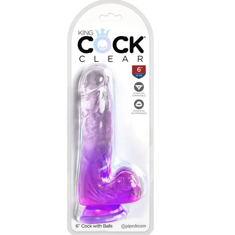 KING COCK - CLEAR REALISTISCHER PENIS MIT KUGELN 13.5 CM LILA - Vanelion Paradise