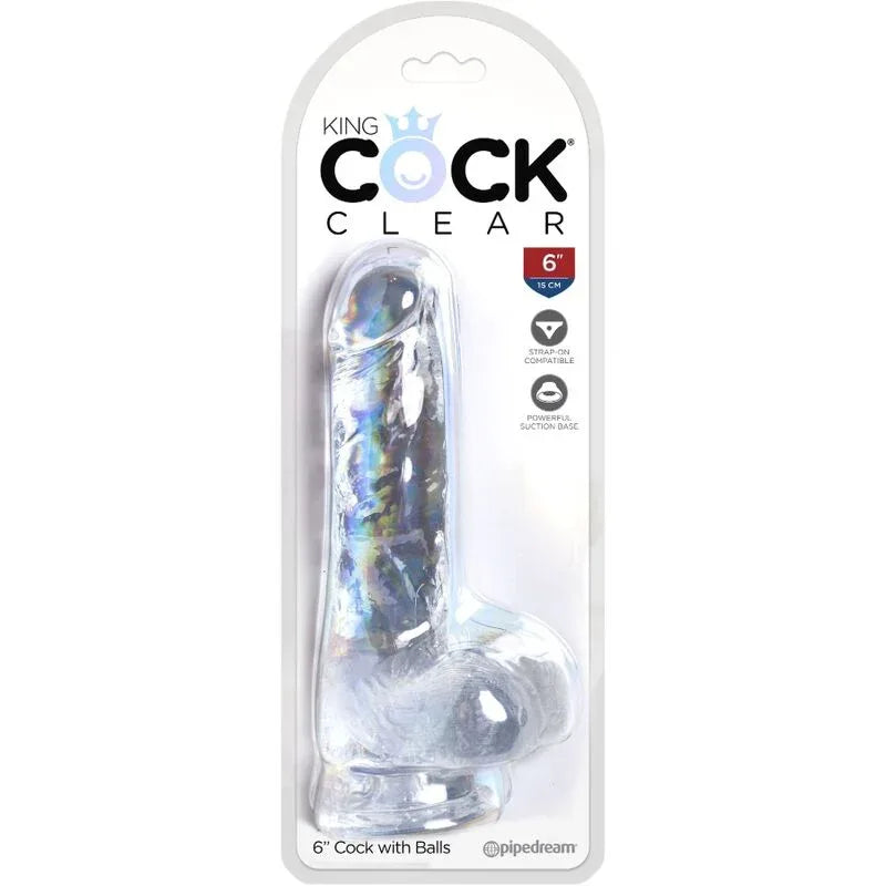 KING COCK - CLEAR REALISTISCHER PENIS MIT EIEREN 13.5 CM TRANSPARENT - Vanelion Paradise
