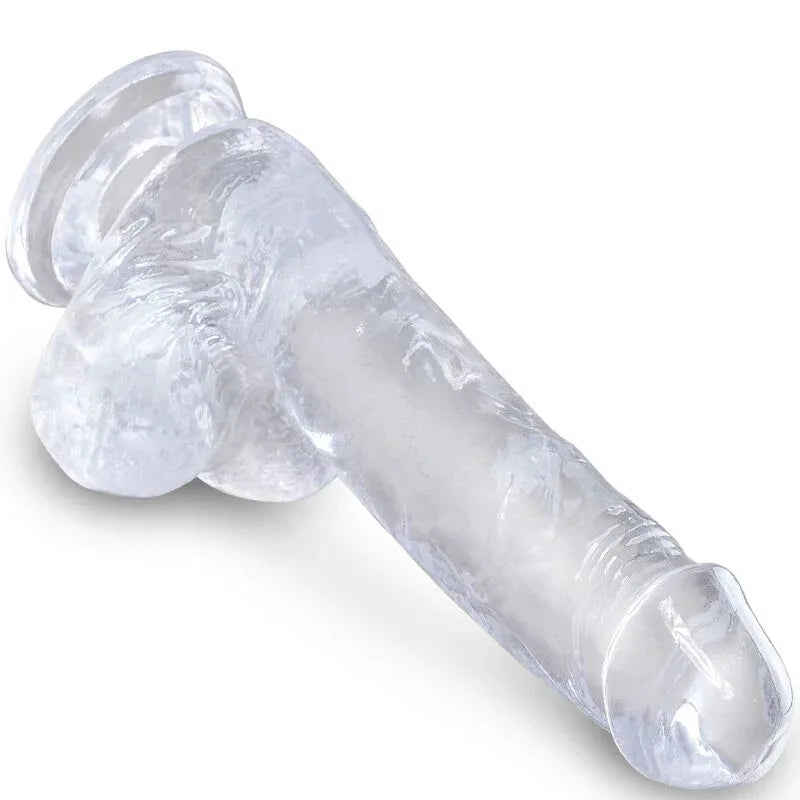 KING COCK - CLEAR REALISTISCHER PENIS MIT EIEREN 13.5 CM TRANSPARENT - Vanelion Paradise