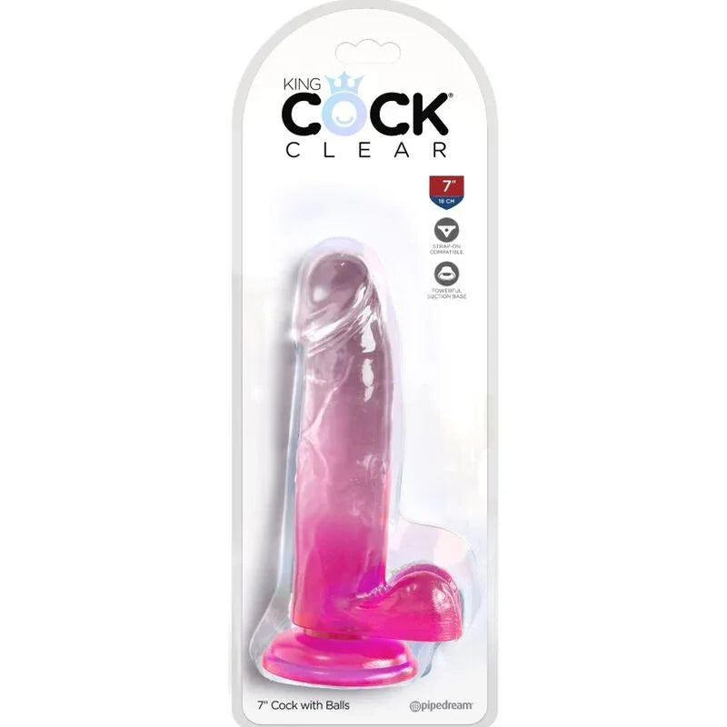 KING COCK - CLEAR REALISTISCHER PENIS MIT KUGELN 15.2 CM ROSA - Vanelion Paradise