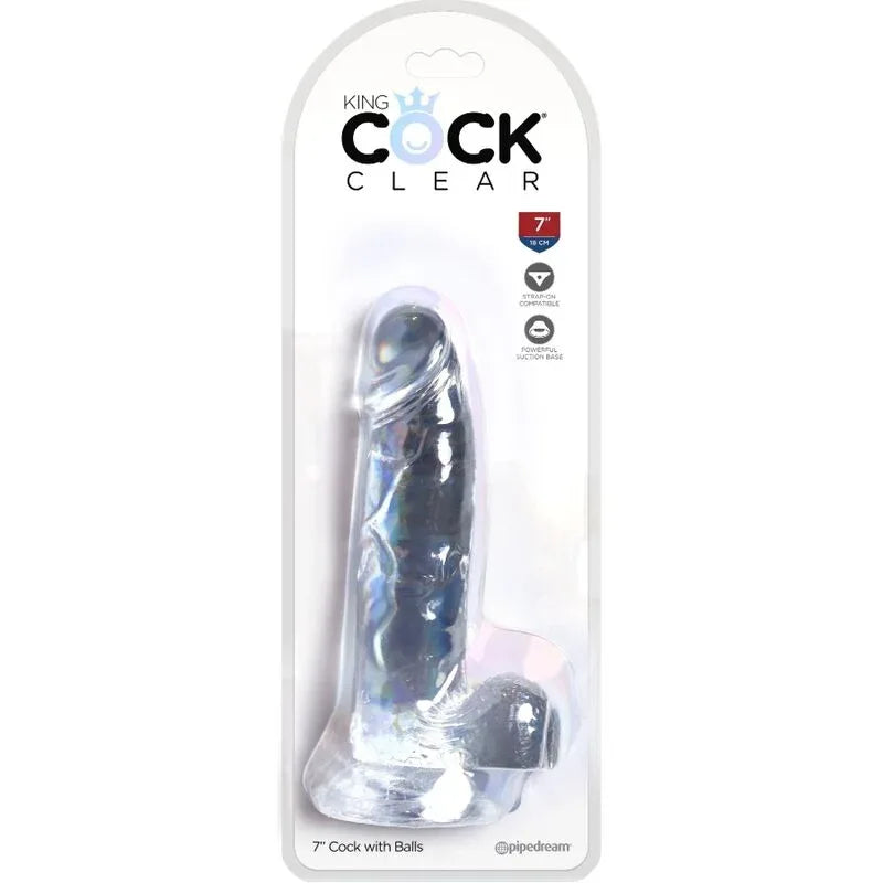 KING COCK - CLEAR REALISTISCHER PENIS MIT EIEREN 15.2 CM TRANSPARENT - Vanelion Paradise