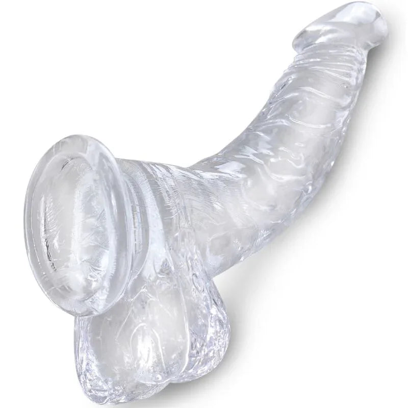 KING COCK - CLEAR REALISTISCH GEBOGENER PENIS MIT 16.5 CM TRANSPARENTEN EIEREN - Vanelion Paradise