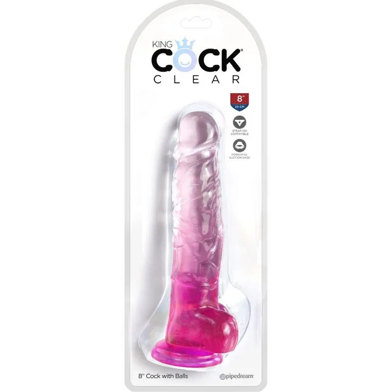 KING COCK - CLEAR REALISTISCHER PENIS MIT KUGELN 16.5 CM ROSA - Vanelion Paradise