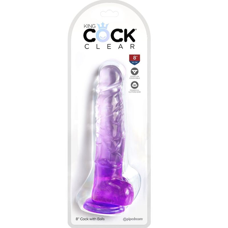 KING COCK - CLEAR REALISTISCHER PENIS MIT KUGELN 16.5 CM LILA