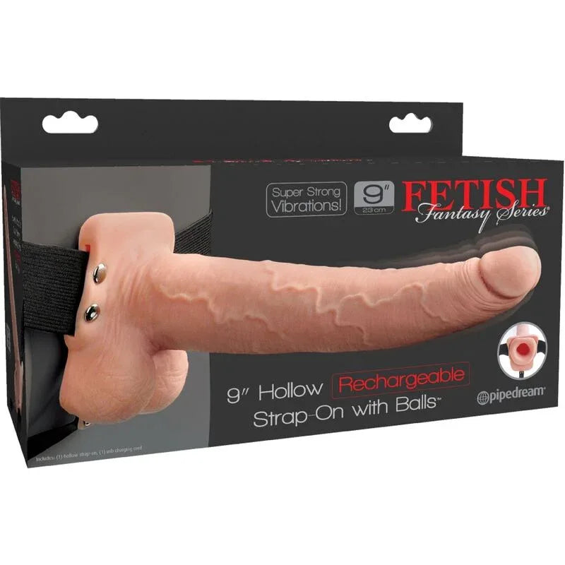 FETISH FANTASY SERIES - VERSTELLBARES GURT REALISTISCHER PENIS MIT WIEDERAUFLADBAREN BLLEN UND VIBRATOR 23 CM - Vanelion Paradise