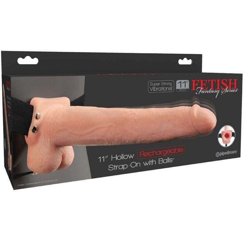 FETISH FANTASY SERIES - VERSTELLBARES GURT REALISTISCHER PENIS MIT WIEDERAUFLADBAREN BLLEN UND VIBRATOR 28 CM - Vanelion Paradise