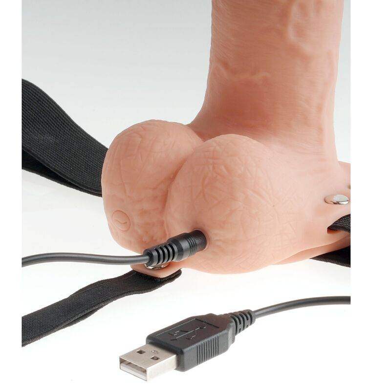 FETISH FANTASY SERIES - VERSTELLBARES GURT REALISTISCHER PENIS MIT WIEDERAUFLADBAREN BLLEN UND VIBRATOR 28 CM - Vanelion Paradise