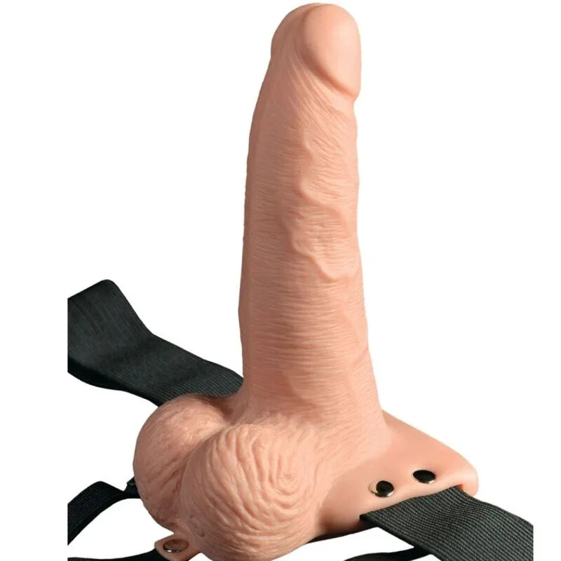 FETISH FANTASY SERIES - VERSTELLBARES GURT MIT FERNBEDIENUNG, REALISTISCHER PENIS MIT WIEDERAUFLADBAREN HODEN UND VIBRATOR 15 CM - Vanelion Paradise
