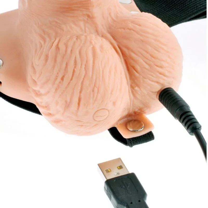 FETISH FANTASY SERIES - VERSTELLBARES GURT MIT FERNBEDIENUNG, REALISTISCHER PENIS MIT WIEDERAUFLADBAREN HODEN UND VIBRATOR 15 CM - Vanelion Paradise