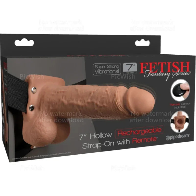 FETISH FANTASY SERIES - VERSTELLBARES GURT REALISTISCHER PENIS MIT WIEDERAUFLADBAREN BLLEN UND VIBRATOR 17,8 CM - Vanelion Paradise