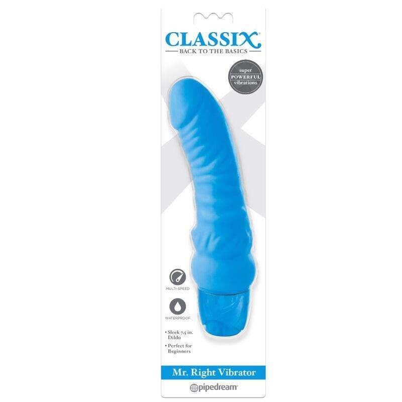 CLASSIX - VIBRIERENDER DILDO MR. RIGHT MULTI-SPEED 15,5 CM BLAU - Vanelion Paradise